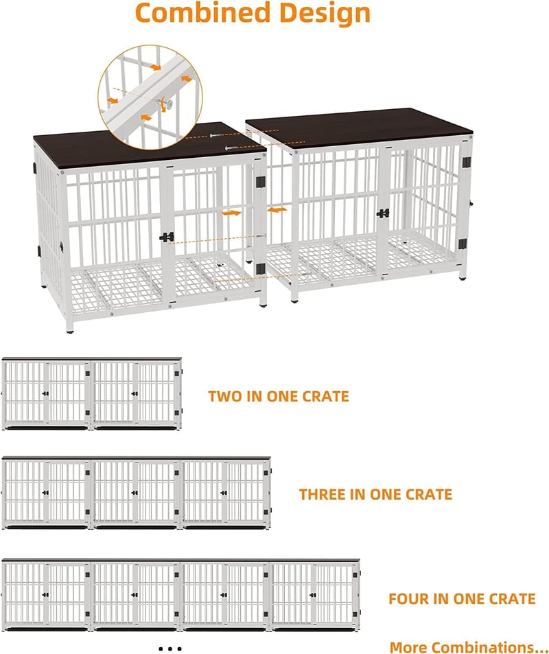 BingoPaw Fa Kutyaház kennel Asztal Funkcióval 3 Ajtós Fehér 78x56x65cm