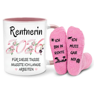 Bingtoo Rentnerin 2026 keramička šalica za mirovinu - 330 ml + 3 komada