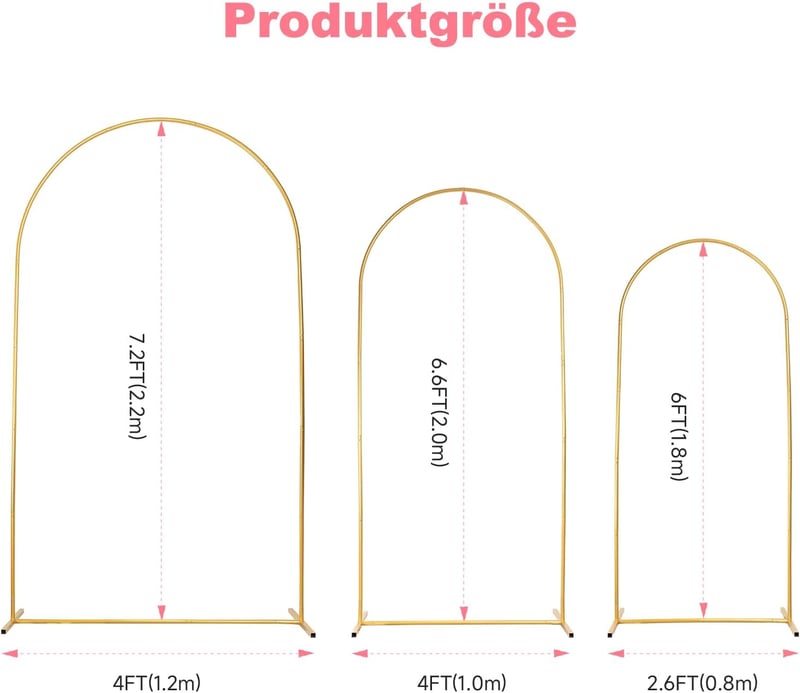 Bingyouth Fém Esküvői Ívek Szett 3 db Arany Dekoráció Rózsaívek Ceremóniához