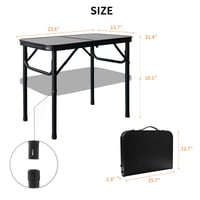 Bingyouth sklopivi stol za kampiranje 60x40 cm, 2 razine visine (26/55 cm), MDF ploča, aluminijske noge, crni, s ručkom za nošenje, za balkon i vrt 8