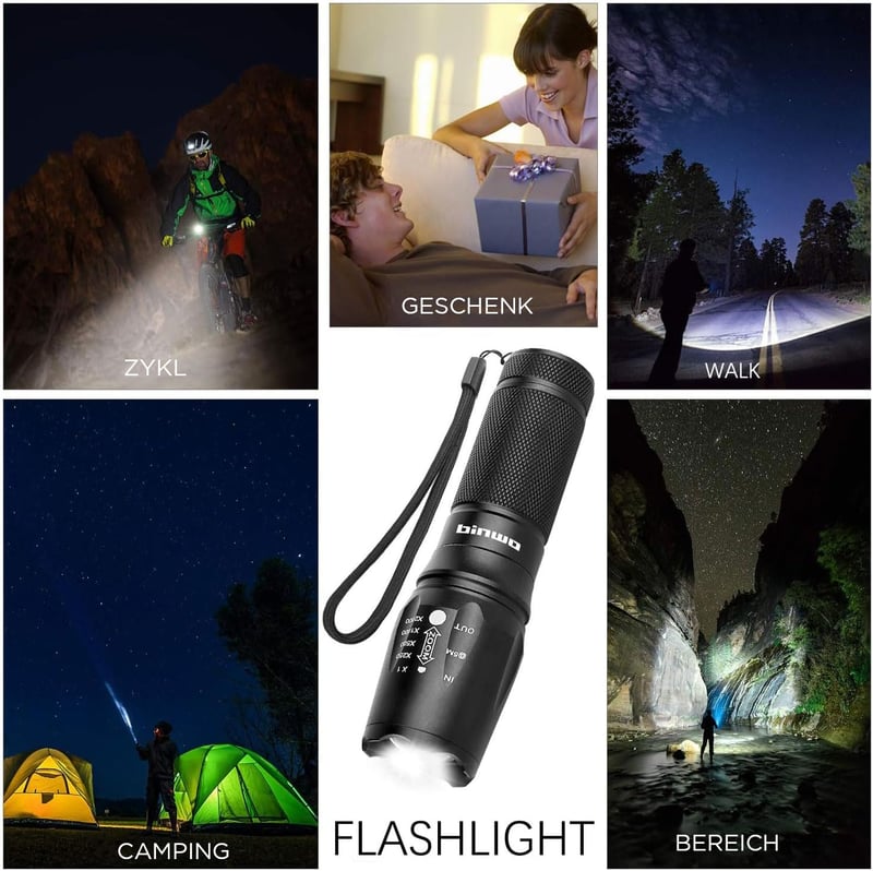 BINWO LED Zoomható Taktikai Lámpa 2500 Lumen Vízálló 5 Üzemmód