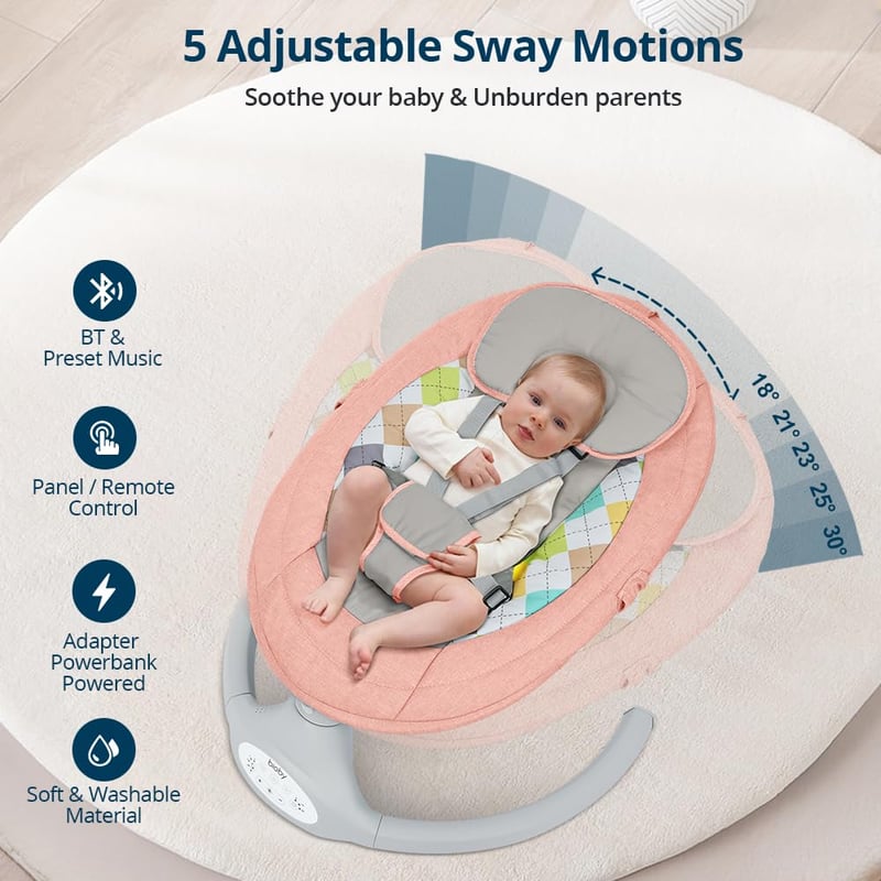 Bioby Babacsúszka 5 Sebességgel, Bluetooth Zenével és Távirányítóval, 0-12 Hónap
