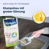 Hrudkujúca podstielka pre mačky Biokat's Classic Fresh 3in1 s jarnou vôňou, 3 rôzne veľkosti zŕn, 10 l 3