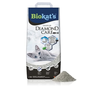 Biokat's Diamond Care Classic stelivo pre mačky bez vône, hrudkujúce, s aktívnym uhlím — roztrhnutý obal, menší únik (stav: viď 2. obrázok)