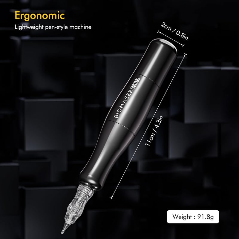 BIOMASER P90 PRO vezeték nélküli és vezetékes félpermanens smink tetováló gép szemöldökhöz, szemceruzához és ajkakhoz, fekete