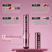 BIOMASER U1 Pro Semi Wireless prístroj na permanentný make-up – Polo-bezdrôtové PMU pero, 2x850 mAh batéria, OLED displej, 6 zdvihov, ružové 8