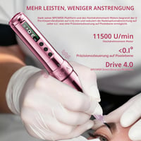 BIOMASER U1 Pro Semi Wireless prístroj na permanentný make-up – Polo-bezdrôtové PMU pero, 2x850 mAh batéria, OLED displej, 6 zdvihov, ružové 7