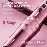 BIOMASER U1 Pro Semi Wireless prístroj na permanentný make-up – Polo-bezdrôtové PMU pero, 2x850 mAh batéria, OLED displej, 6 zdvihov, ružové 3