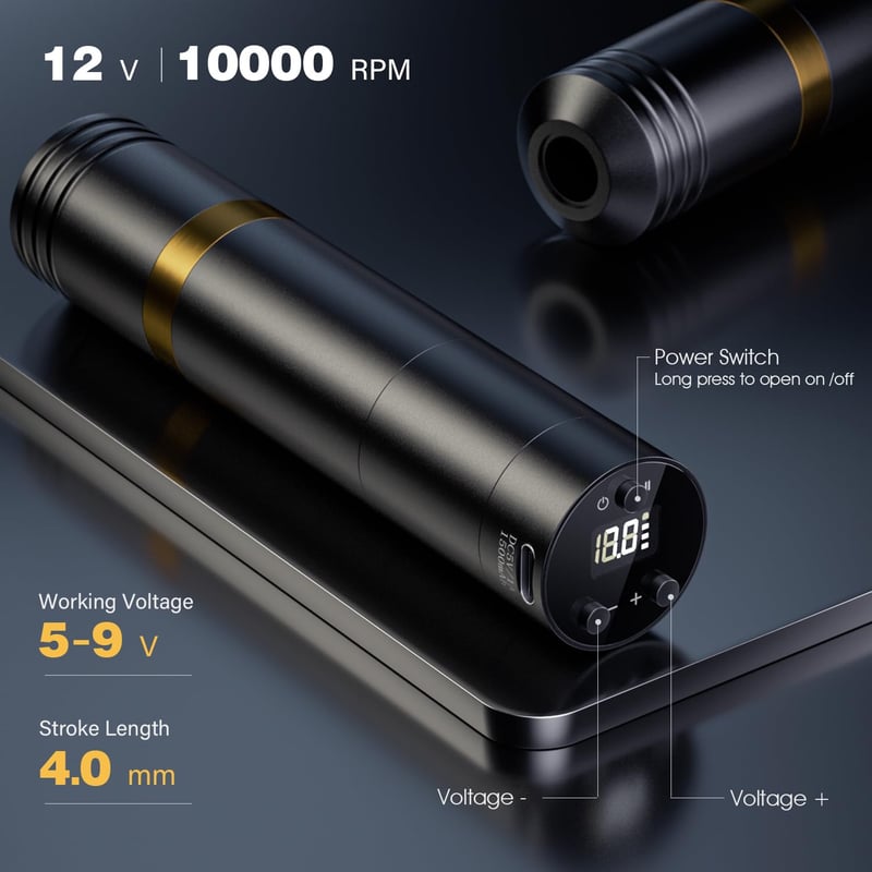 BIOMASER Wireless Rotary Pen Machine szett 2db 1500mAh akkumulátorral tűkkel és tintával