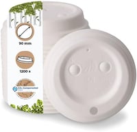 BIOZOYG Fehér Karton Kávéspohár Tető Ivónyílással - 90mm Átmérőjű, Hőálló, Biológiailag Lebomló, Komposztálható Fedél Elviteles Kávéspohárho 1