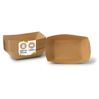 BIOZOYG Karton Sültkrumpli Tál 400 ml Barna Currywurst Snack Tányér Zsírálló Fenntartható Erdőgazdálkodás 1000 db 1