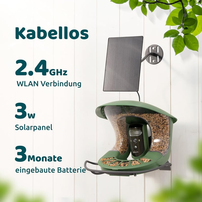 Birdfy 2 Pro Madáretető 2K Dupla Kamerával, Élő Madárfigyelés, AI Madárérzékelés, Vezeték Nélküli Etetőállomás, Lassított Videó, Automatikus
