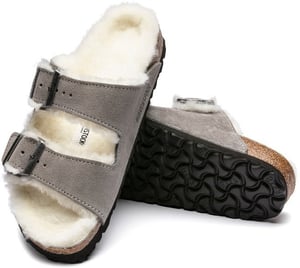 Birkenstock Arizona Shearling ženske natikače, veličina 39, Stone Coin/Natural