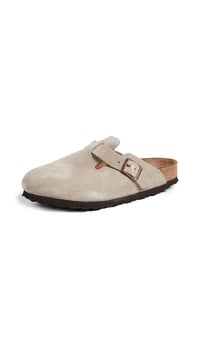Birkenstock Boston Soft Footbed Uniszex Papucs - Tópszínű Velúrbőr, EU 38-as méret 1