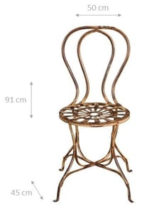 Biscottini záhradná stolička z tepaného železa, antik krémová povrchová úprava, D50,5xŠ45,5xV91,5 cm 2