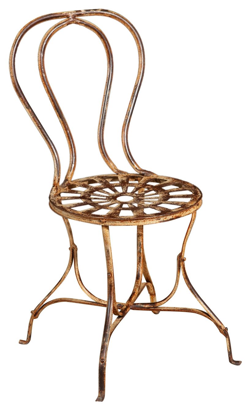Biscottini záhradná stolička z tepaného železa, antik krémová povrchová úprava, D50,5xŠ45,5xV91,5 cm