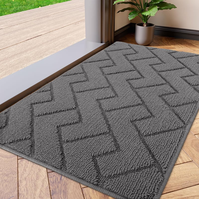 Biscpro Nedvszívó Lábtörlő 50x80 cm - Csúszásmentes, Mosható Beltéri Szennyfogó Szőnyeg Bejárathoz, Konyhába, Kutyás Háztartásokba - Szürke