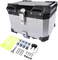 Bisenya alumínium motoros topcase, vízálló, biztonsági zárral - ezüst, 45 L 1