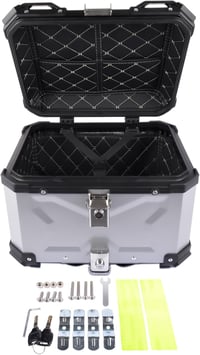 Bisenya alumínium motoros topcase, vízálló, biztonsági zárral - ezüst, 45 L 5