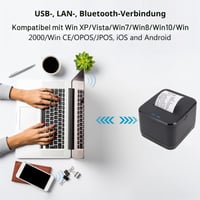 Bisofice 58 mm-ová Bluetooth termotlačiareň pokladničných blokov s pripojením BT+USB+LAN, kompatibilná s Androidom a Windowsom, vhodná pre gastronómiu a maloobchod 2