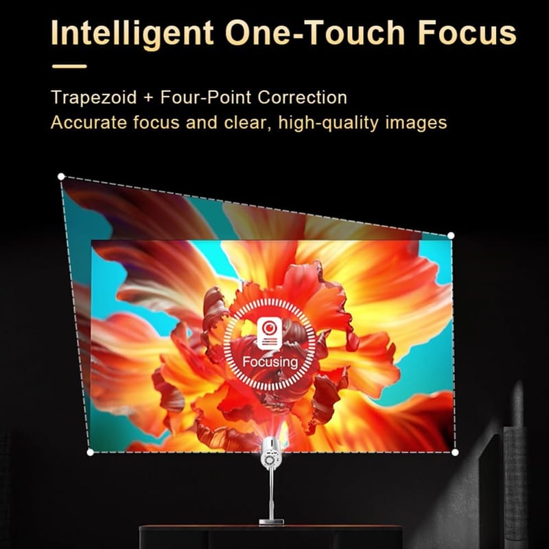 Bisofice 720P Mini Projektor WiFi6 Bluetooth 4K Támogatás Állvánnyal Otthoni Mozi