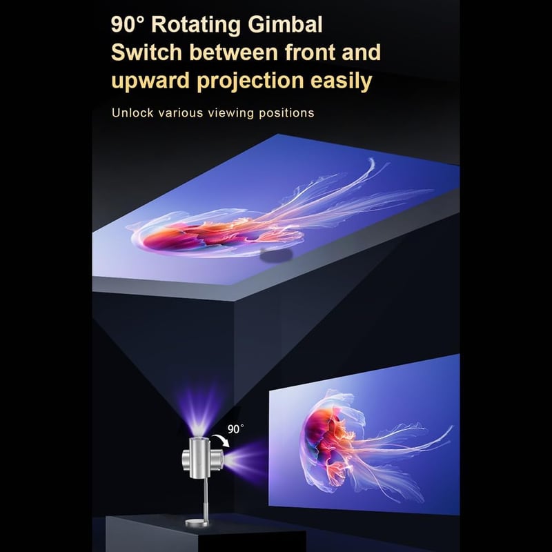 Bisofice 720P Mini Projektor WiFi6 Bluetooth 4K Támogatás Állvánnyal Otthoni Mozi