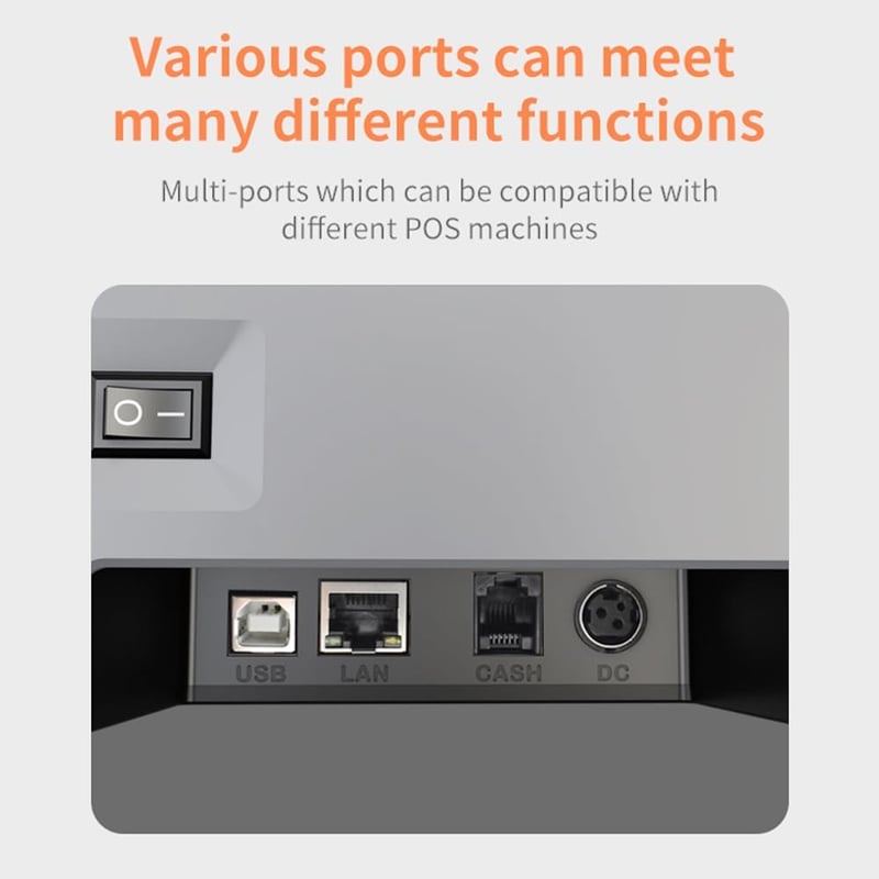 Bisofice 80mm Hőpapíros Blokknyomtató - 220mm/s Nyomtatási Sebesség, Automata Vágás, USB és Ethernet Csatlakozás, ESC/POS Kompatibilis, Szür