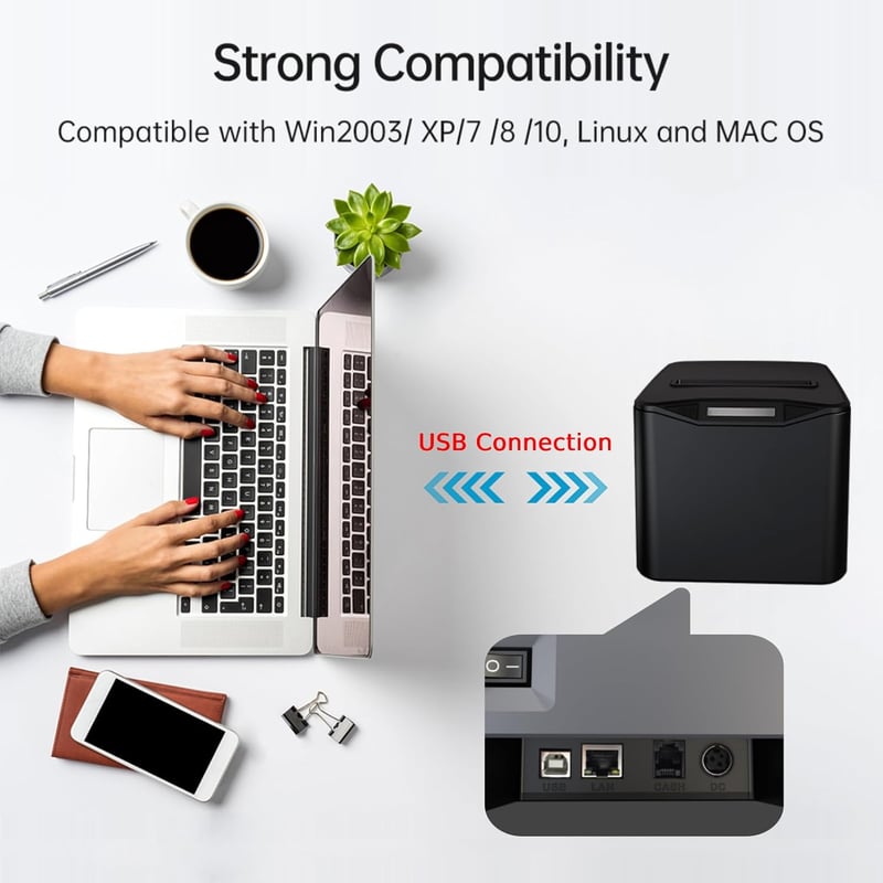 Bisofice 80mm Termikus Blokknyomtató USB+LAN Pénztári Nyomtatóhoz