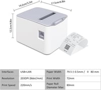 Bisofice 80mm Termikus Blokknyomtató USB+Ethernet, Automata Vágás, 220mm/s 2