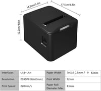 Bisofice 80mm Termikus Blokknyomtató USB+LAN Pénztári Nyomtatóhoz 2
