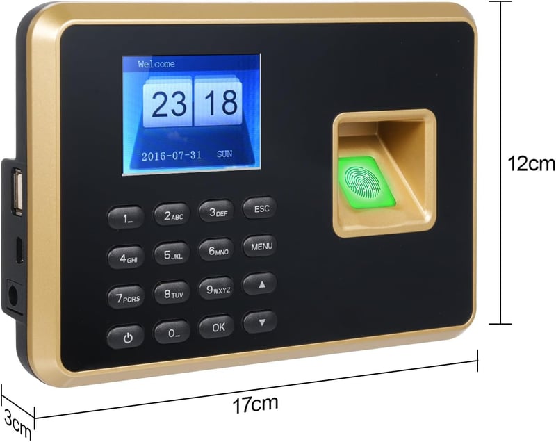 Bisofice A2 Biometrikus Ujjlenyomat-olvasós Jelenlét Nyilvántartó Rendszer - Jelszavas Beléptetés, USB Adatexport, 1000 Felhasználó, Német N