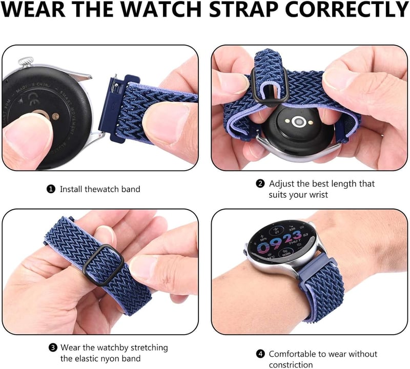 BISONSTRAP Rugalmas Nylon Óraszíj Gyors Kioldással, Állítható Csattal 16-22mm
