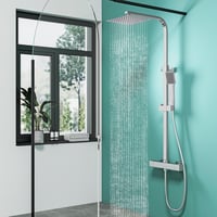 Biubiubath Termosztátos Zuhanycsaptelep Négyzet Fejzuhannyal Króm Fényes 2