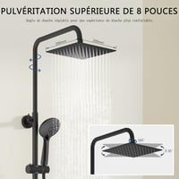 Biubiubath termosztátos zuhanyszett négyzet fekete 735-1170mm 3