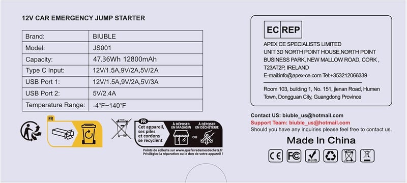 BIUBLE 2000A indítási segéd powerbank 12V autó motorkerékpár akkumulátor