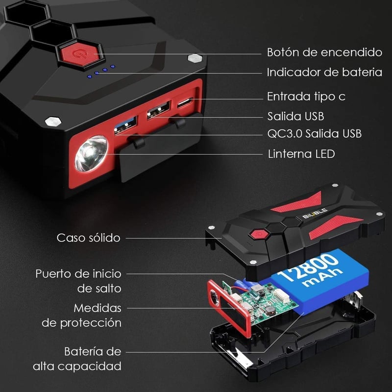 BIUBLE 2000A indítási segéd powerbank 12V autó motorkerékpár akkumulátor