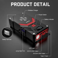BIUBLE 24000mAh Autó Indító 12V Benzin Diesel Járműhöz Vezeték Nélküli Töltővel 7
