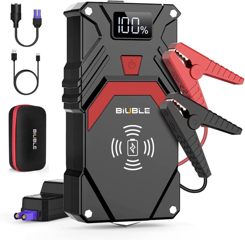 BIUBLE 24000mAh Autó Indító 12V Benzin Diesel Járműhöz Vezeték Nélküli Töltővel