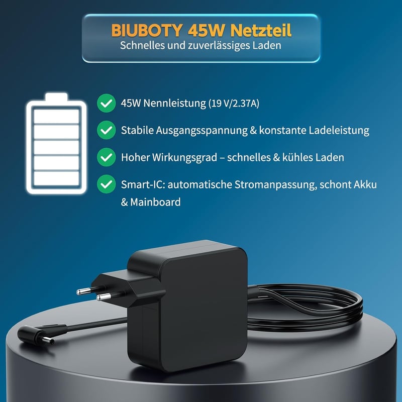 BIUBOTY 45W Asus töltő kábel 19V 2.37A Zenbook UX303U UX305 UX430U laptop adapter
