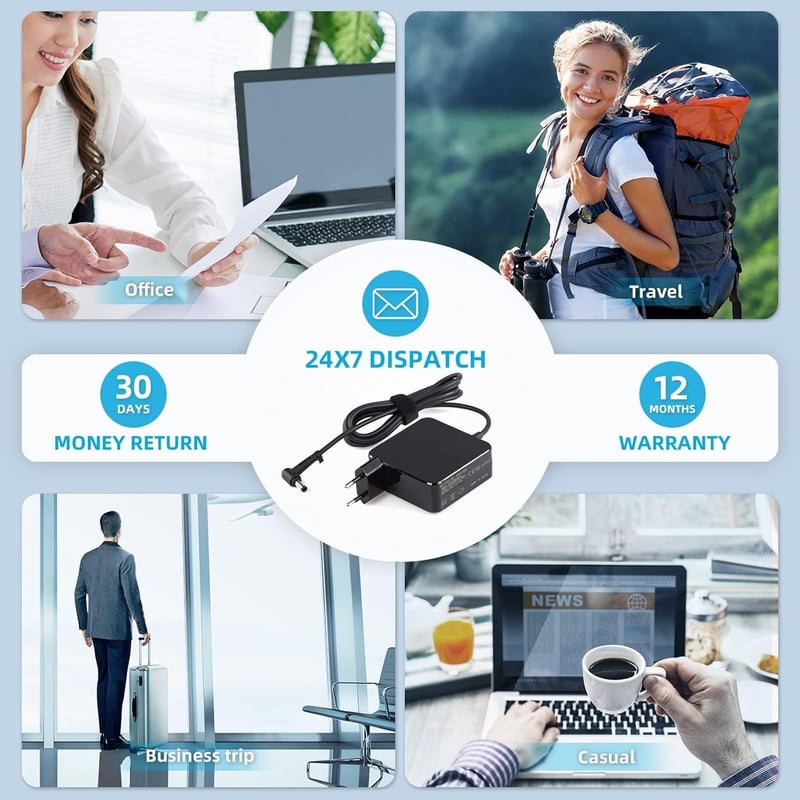 BIUBOTY 45W Laptop Töltő Asus Zenbook és Vivobook Sorozathoz - 19V 2.37A Adapter 4.0x1.35mm Csatlakozóval - Kompatibilis UX330 UX305 X540 Mo