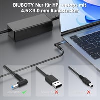 BIUBOTY 45W Laptop Töltő - HP Pavilion x360, ProBook, Envy és Stream Sorozatokhoz Kompatibilis Adapter 4,5mm Csatlakozóval, 19,5V 2,31A 3