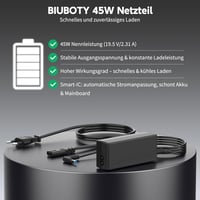 BIUBOTY 45W Laptop Töltő - HP Pavilion x360, ProBook, Envy és Stream Sorozatokhoz Kompatibilis Adapter 4,5mm Csatlakozóval, 19,5V 2,31A 4