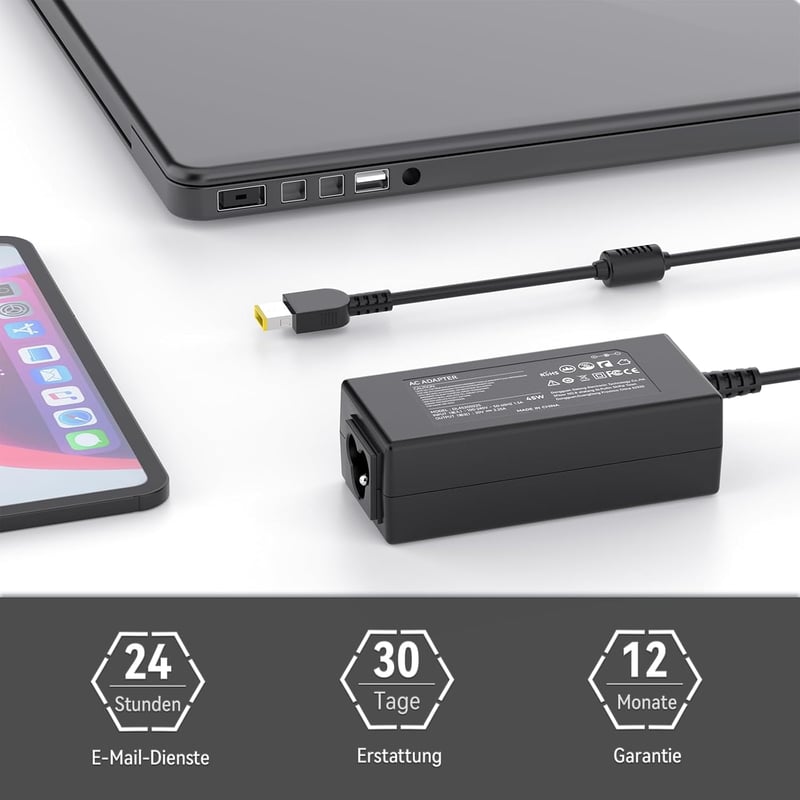 BIUBOTY 45W Laptop Töltő Lenovo X240 X250 T440 T450 L450 E450 Yoga 11 IdeaPad G50 Kompatibilis, Négyzet Alakú Csatlakozó, 20V 2.25A, Fekete