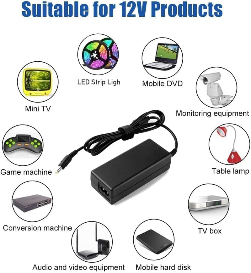 BIUBOTY 60W 12V AC/DC adapter LED szalaghoz, monitorhoz, DVD-hez, TV-hez