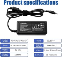 BIUBOTY 60W 12V AC/DC adapter LED szalaghoz, monitorhoz, DVD-hez, TV-hez 2