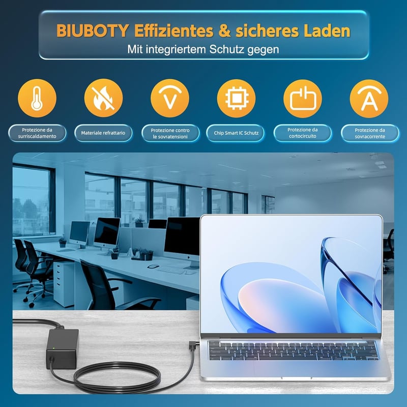 BIUBOTY 65W/45W Laptop Töltő Acer Swift 3/5, Spin 1/3/5, Chromebook Készülékekhez - 19V 3.42A, 3.0x1.1mm Csatlakozó, Univerzális Adapter