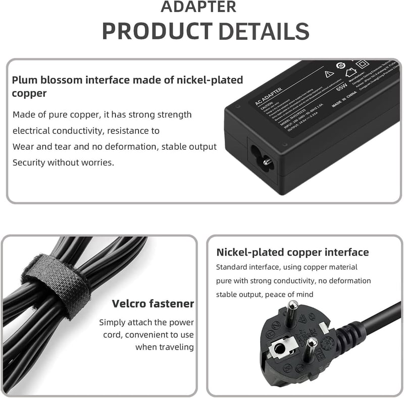 BIUBOTY 65W/45W Laptop Töltő HP Elitebook, Pavilion, Envy, Probook Sorozathoz - 19.5V Univerzális Notebook Adapter 4.5x3mm Csatlakozóval