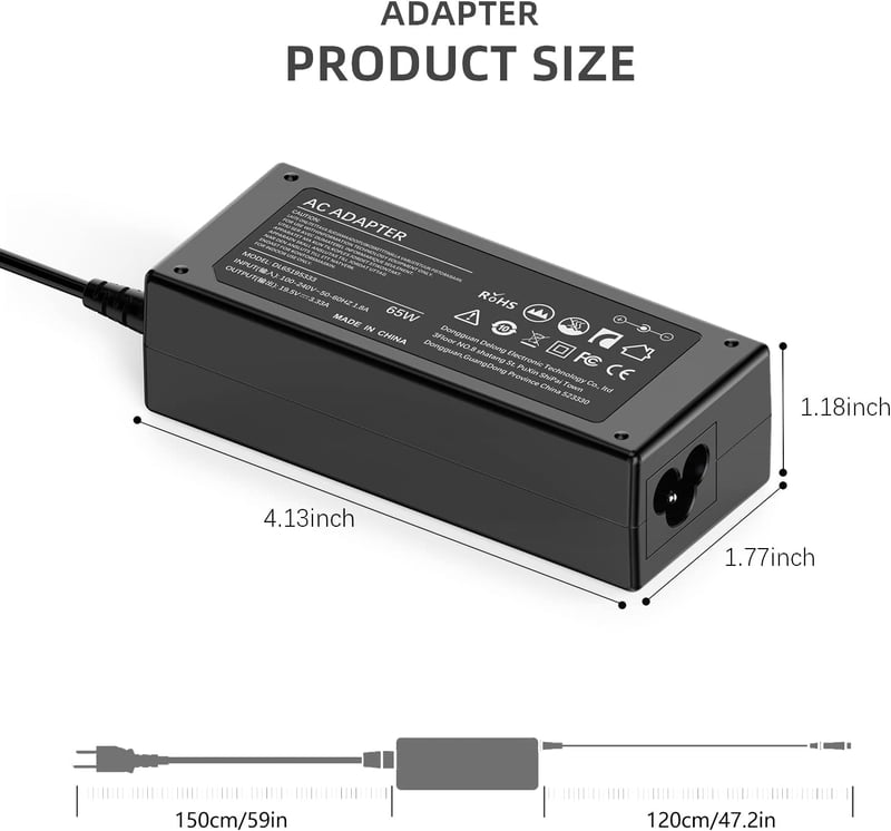 BIUBOTY 65W/45W Laptop Töltő HP Elitebook, Pavilion, Envy, Probook Sorozathoz - 19.5V Univerzális Notebook Adapter 4.5x3mm Csatlakozóval