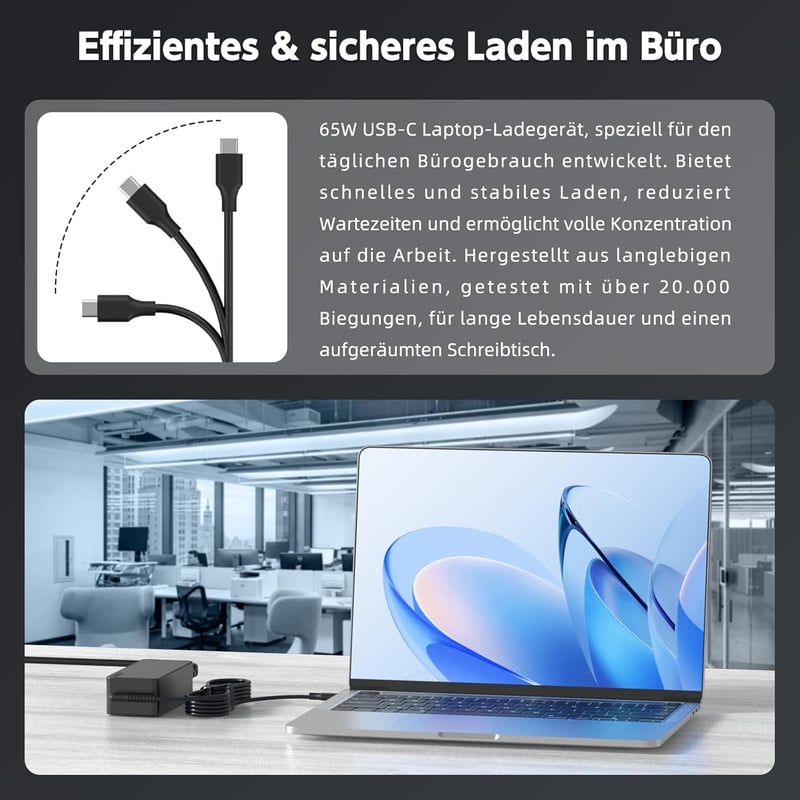 BIUBOTY 65W/45W USB-C Laptop Töltő - Lenovo ThinkPad X1 Carbon, T14, T480, T490, Yoga C740, C940 Kompatibilis Gyorstöltő Adapter