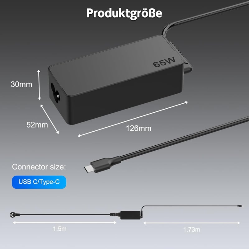 BIUBOTY 65W/45W USB-C Laptop Töltő - Lenovo ThinkPad X1 Carbon, T14, T480, T490, Yoga C740, C940 Kompatibilis Gyorstöltő Adapter